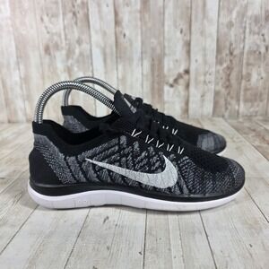 Nike Free 4.0 Flyknit Women's Running Shoes‎ Black White Size 6